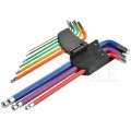 Zestaw kluczy imbusowych z kulką 1,5-10mm wielokolorowe 9szt w etui NEO 09-512