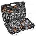 Zestaw kluczy nasadowych 1/2", 1/4", 3/8", płasko-oczkowych, bitów oraz akcesoriów NEO 08-681 Komplet 233 elementów w walizce