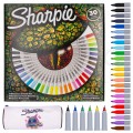 Zestaw markerów permanentnych Sharpie "Eye" 30 kolorów (24x Fine 1,0mm + 6x Ultra Fine 0,5mm) + GRATIS Piórnik do kolorowania