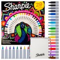 Zestaw markerów permanentnych Sharpie "Peacock" 28 kolorów (20x Fine 1,0mm + 8x Ultra Fine 0,5mm) + GRATIS Worek do kolorowania