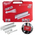 Zestaw nasadek metrycznych 5-15mm 3/8" z grzechotką i akcesoriami w walizce 32 elementy MILWAUKEE