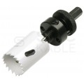 Zestaw otwornic bimetalowych 19-68mm do stali, drewna, tworzywa itp. Komplet 5szt + 2 adaptery w walizce VERTO 60H968