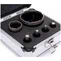 Zestaw otwornic Diamentowych 6-68mm do gresu, kamienia, płytek itp. Komplet 5szt. + adapter w walizce Kraft&Dele KD11226