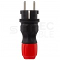 Zestaw przyłączeniowy EXTREM czarno-czerwony Wtyk + Gniazdo prądowe z klapką 230V 16A [2P+Z] IP54
