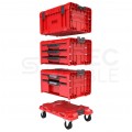 Zestaw skrzynek modułowych na kółkach 4w1: Pro Drawer 1 Toolbox Expert + 3 Toolbox Expert + 2 Toolbox Expert + platforma transportowa Pro Drawer Workshop Set Qbrick System SET 4