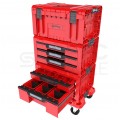 Zestaw skrzynek modułowych na kółkach 4w1: Pro Drawer 1 Toolbox Expert + 3 Toolbox Expert + 2 Toolbox Expert + platforma transportowa Pro Drawer Workshop Set Qbrick System SET 4