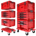Zestaw skrzynek modułowych na kółkach 4w1: Pro Drawer 1 Toolbox Expert + 3 Toolbox Expert + 2 Toolbox Expert + platforma transportowa Pro Drawer Workshop Set Qbrick System SET 4