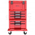 Zestaw skrzynek modułowych na kółkach 4w1: Pro Drawer 1 Toolbox Expert + 3 Toolbox Expert + 2 Toolbox Expert + platforma transportowa Pro Drawer Workshop Set Qbrick System SET 4