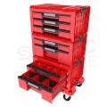 Zestaw skrzynek modułowych na kółkach 4w1: Pro Drawer 3 Toolbox Expert x1 + Pro Drawer 2 Toolbox Expert x2 + platforma transportowa Pro Drawer Workshop Set Qbrick System SET 3