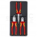 Zestaw Szczypce izolowane VDE 1kV dla elektryka 3szt. (uniwersalne 180mm + boczne tnące 160mm + wydłużone półokragłe tnące 200mm) Elektro Set KNIPEX 00 20 12