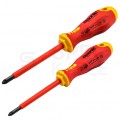Zestaw wkrętaków izolowanych dla elektryka: krzyżowy Z1 x 80 + Z2 x 100 1kV VDE FELO Ergonic