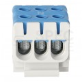 Złączka szynowa 3-torowa Al/Cu 2,5-50mm2 na TH35 niebieski FJ-E50/3/B HEDO