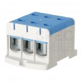 Złączka szynowa 3-torowa Al/Cu 35-150mm2 na TH35 niebieski FJ-E150/3/B HEDO