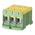 Złączka szynowa 3-torowa Al/Cu 35-150mm2 na TH35 żółto-zielony FJ-E150/3/D HEDO
