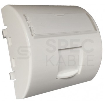 Adapter keystone pojedyńczy kątowy z klapką 2M 45x45 biały Alantec