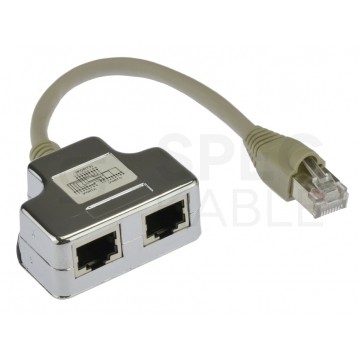 Adapter typu rozdzielacz RJ45 kat.5e ekranowany FTP 2 gniazda / 1 wtyk (2 połączenia sieciowe na 1 kablu)