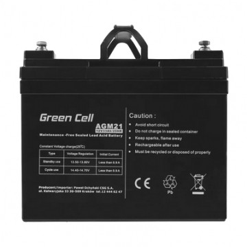Akumulator AGM do wózka inwalidzkiego 12V 33Ah bezobsługowy (śruba M5) Green Cell