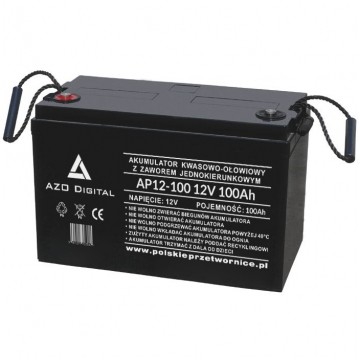 Akumulator AGM do zasilacza UPS 12V 100Ah bezobsługowy (śruba M8) Azo Digital