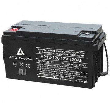 Akumulator AGM do zasilacza UPS 12V 120Ah bezobsługowy (śruba M8) Azo Digital