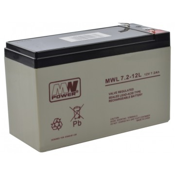 Akumulator AGM do zasilacza UPS 12V 7,2Ah MWL bezobsługowy (Faston 250) MW Power