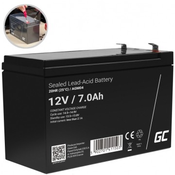 Akumulator AGM do zasilacza UPS 12V 7Ah bezobsługowy (Faston 250) Green Cell