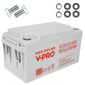 Akumulator DEEP CYCLE do instalacji PV oraz UPS 12V 74Ah bezobsługowy (śruba M6) VOLT VPRO SOLAR