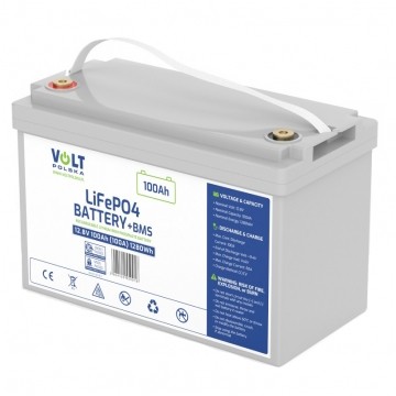 Akumulator LiFePO4 (litowo-żelazowo-fosforanowy) 12,8V 100Ah (100A) bezobsługowy + BMS VOLT