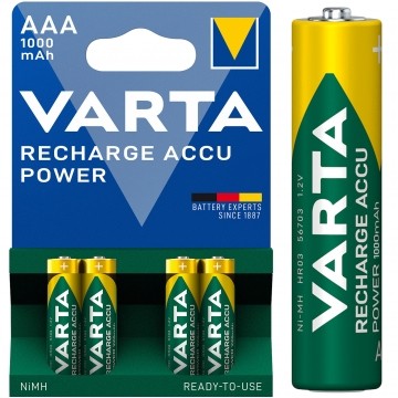 Akumulator Ni-MH R03 AAA 1000mAh 1,2V (Ready 2 Use) VARTA Recharge Accu Power BLISTER 4szt.