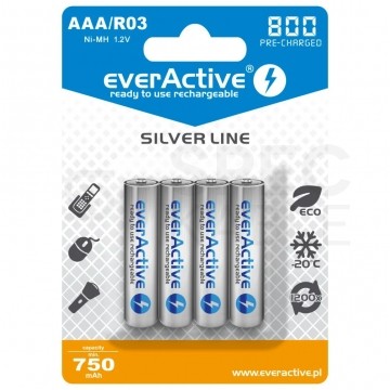 Akumulator Ni-MH R03 AAA 800mAh 1,2V (Ready 2 Use) everActive Professional Line BLISTER 4szt.