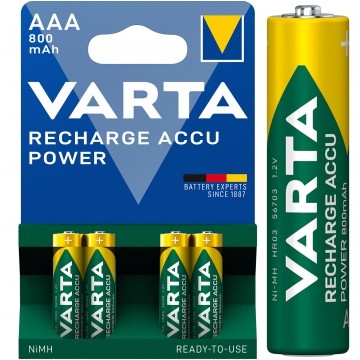 Akumulator Ni-MH R03 AAA 800mAh 1,2V (Ready 2 Use) VARTA Recharge Accu Power BLISTER 4szt.