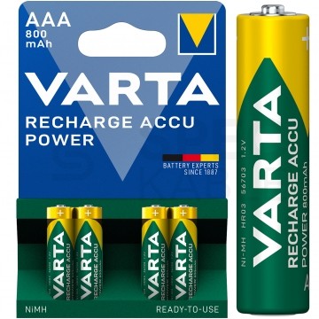 Akumulator Ni-MH R03 AAA 800mAh 1,2V (Ready 2 Use) VARTA Recharge Accu Power BLISTER 4szt.