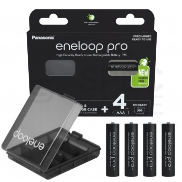 Akumulator Ni-MH R03 AAA 930mAh 1,2V (Ready 2 Use) Panasonic Eneloop Pro BLISTER 4szt. + Pojemnik na 4 szt akum. R6/AA lub R03/AAA