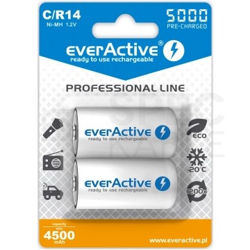 Akumulator Ni-MH R14 C 5000mAh 1,2V (Ready 2 Use) everActive Professional Line BLISTER 2szt.