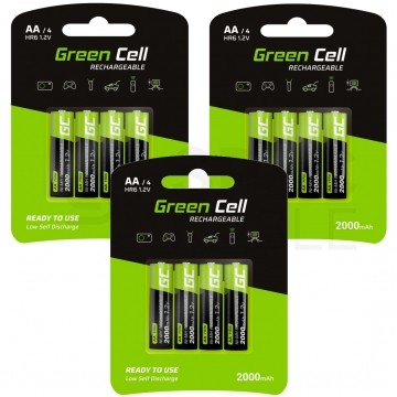 Akumulator Ni-MH R6 AA 2000mAh 1,2V (Ready 2 Use) Green Cell 3x BLISTER 4szt.