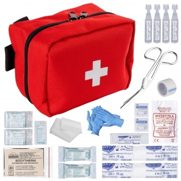 Apteczka pierwszej pomocy turystyczna typ 310 mała i lekka czerwona MEDAID