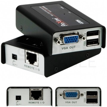 ATEN Przedłużacz KVM 100m VGA+USB na kabel LAN kat.5e (skrętkę) Konwerter aktywny VGA + 2xUSB -> LAN -> VGA + USB typ B Komplet (nadajnik TX + odbiornik RX)