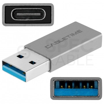 AUDA CableTime Adapter OTG Przejściówka USB 3.0 A / typ-C (wtyk / gniazdo) Quick Charge 3.0 Power Delivery (3A 60W)