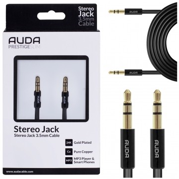 AUDA Slim Kabel Audio AUX mini Jack 3,5mm Stereo (wtyk / wtyk) Czarny 3m