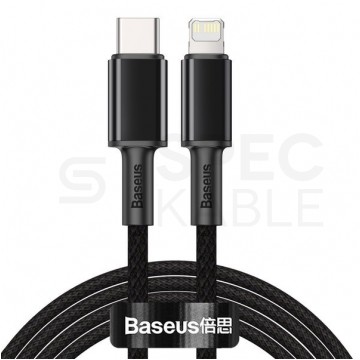 BASEUS Kabel USB 3.0 typ-C / Lightning (wtyk / wtyk) Quick Charge 3.0 Cafule czarny 2m