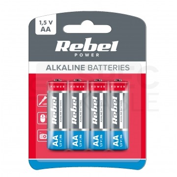 Bateria alkaliczna LR6 AA 1,5V REBEL BLISTER 4szt.