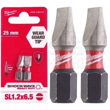 Bit udarowy SL 1,2x6,5mm 25mm 1/4" SHOCKWAVE do wkrętarki 2szt MILWAUKEE