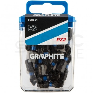 Bity udarowe do wkrętarki PZ2 25mm 1/4" HEX GRPAHITE 56H534 20szt