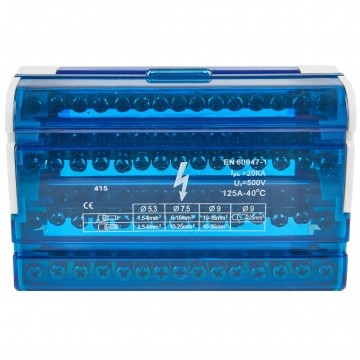 Blok rozdzielczy modułowy Listwa łączeniowa 4x15 125A na szynę DIN TH35 4x (2x 35mm2 + 2x 25mm2 + 12x 6mm2) VCX