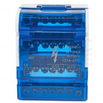 Blok rozdzielczy modułowy Listwa łączeniowa 4x7 125A na szynę DIN TH35 4x (2x 25mm2 + 5x 6mm2) VCX