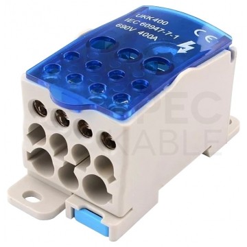 Blok rozdzielczy modułowy SPLIT 400A Listwa łączeniowa 1x12 na szynę DIN TH35 (1x 185mm2 + 2x 35mm2 + 5x 16mm2 + 4x 10mm2) PAWBOL