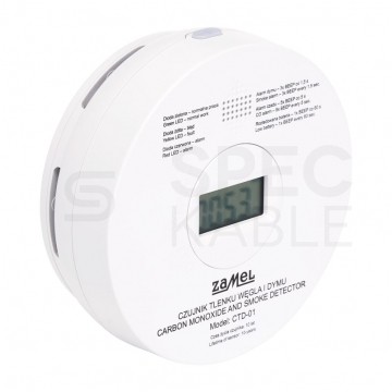 Czujnik czadu i dymu detektor tlenku wegla CO ZAMEL CTD-01