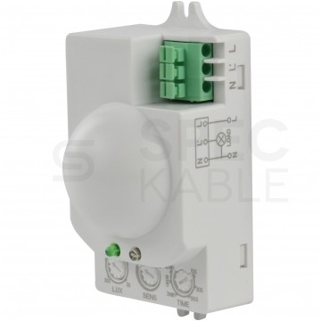 Czujnik ruchu mikrofalowy radarowy, detektor natynkowy 1200W 230V 360st. o zasięgu działania 1-8m biały ORNO
