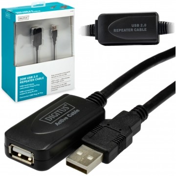 DIGITUS Kabel przedłużacz aktywny USB 2.0 A (wtyk / gniazdo) czarny 20m ze wzmacniaczem
