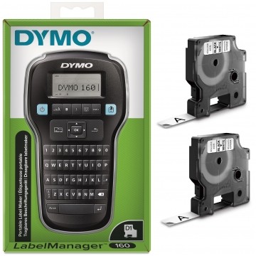 Drukarka etykiet DYMO LabelManager 160 dla biura, domu, instalatora (LM 160) [S0946320] + 2 taśmy DYMO D1 12mm