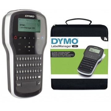 Drukarka etykiet DYMO LabelManager 280 dla biura, domu, instalatora (LM 280) [S0968990 / 2091152] w zestawie z walizką + 2 taśmy DYMO D1